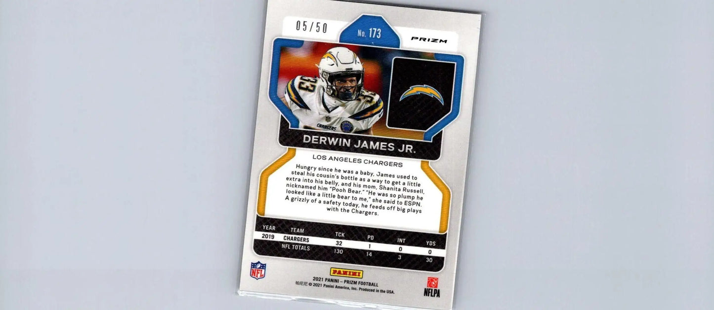 Derwin James Jr. 2021 Panini Prizm Huddle Red football card #/50 for collectors