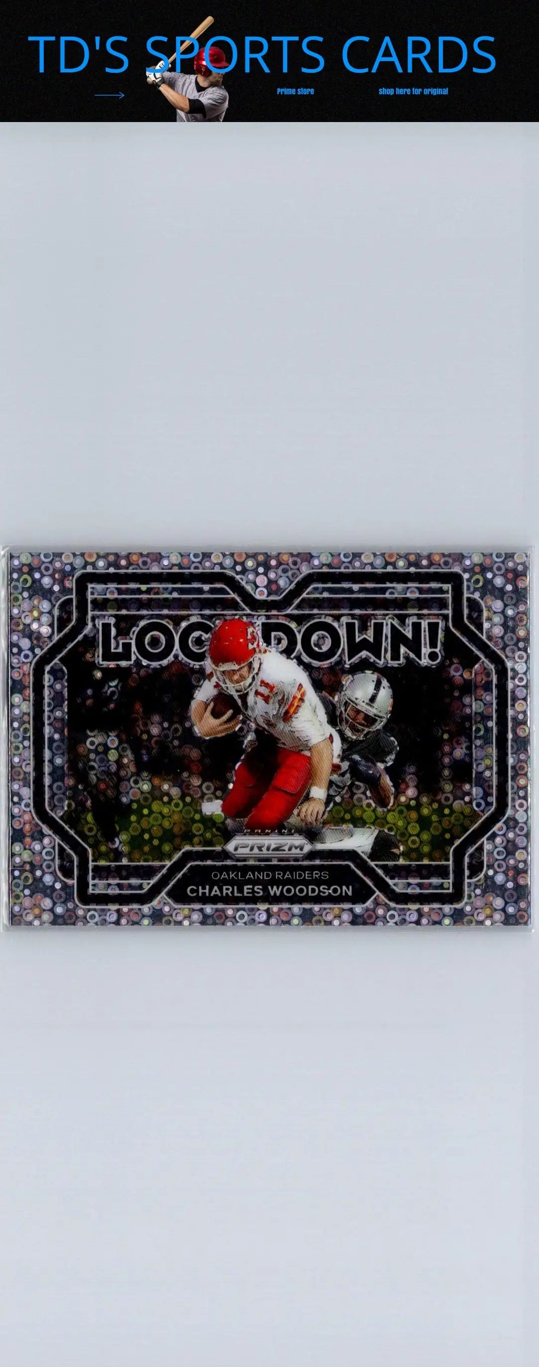 Charles Woodson football card from 2021 Panini Prizm Lockdown series