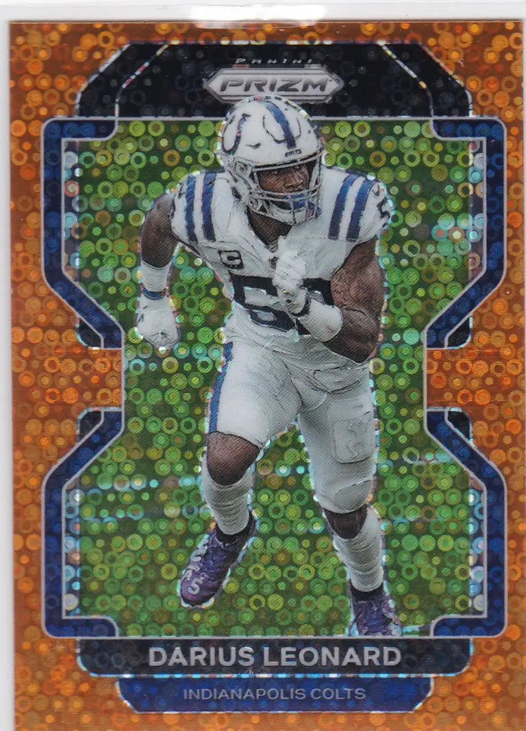 Darius Leonard orange football trading card with orange disco pattern Indianapolis Colts