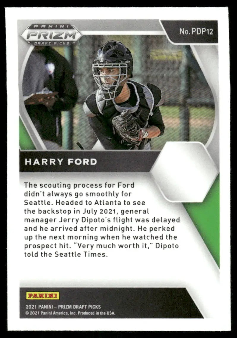 Baseball trading card featuring Harry Ford from 2021 Panini Prizm Draft Picks