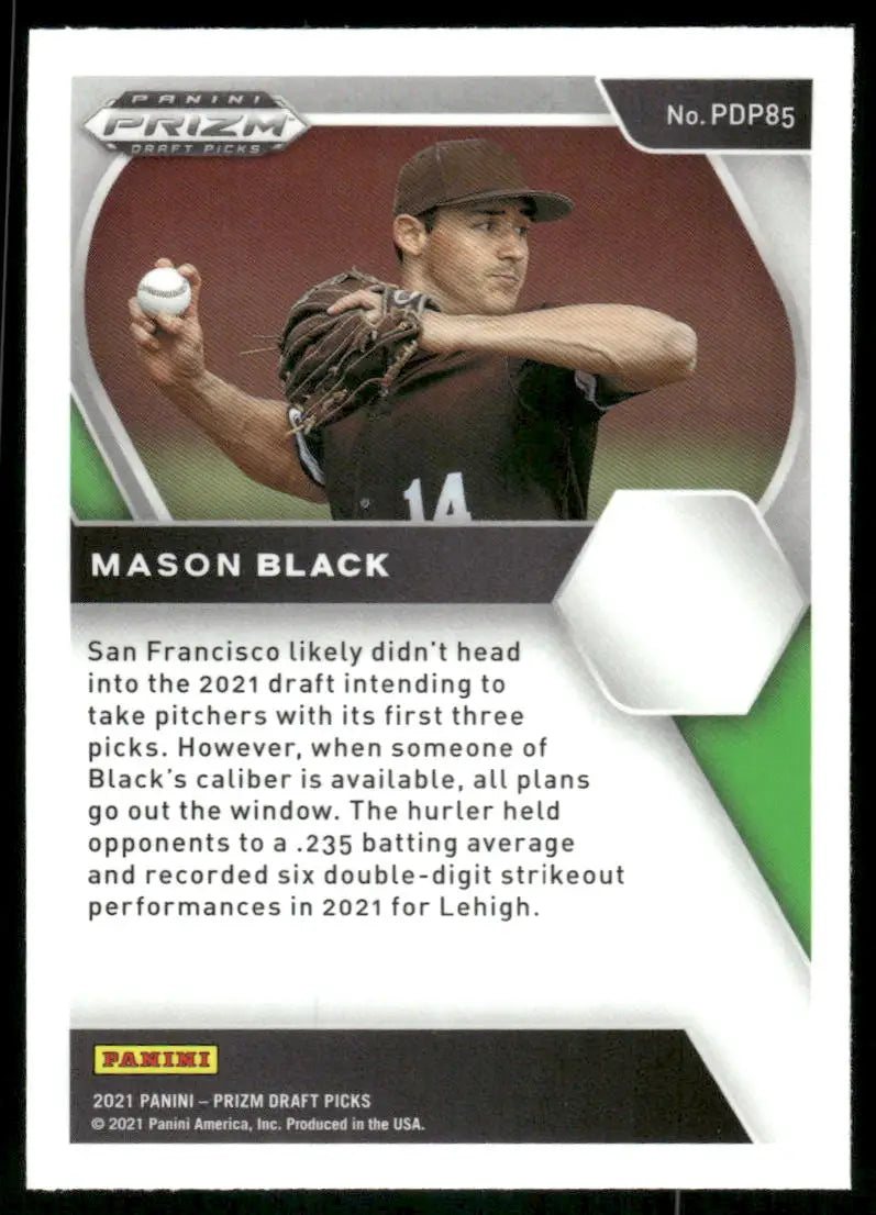 Baseball trading card of Mason Black from 2021 Panini Prizm Draft Picks series