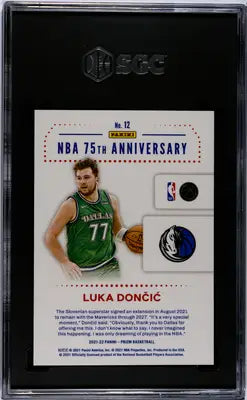 Graded Panini Prizm Luka Doncic basketball card from 2021 NBA 75th Anniversary