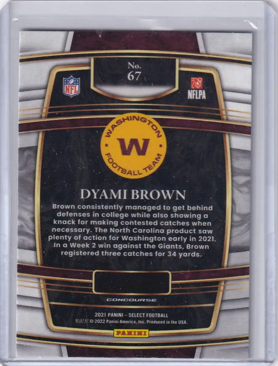 2021 Panini Select Concourse #67 Dyami Brown - Washington Commanders