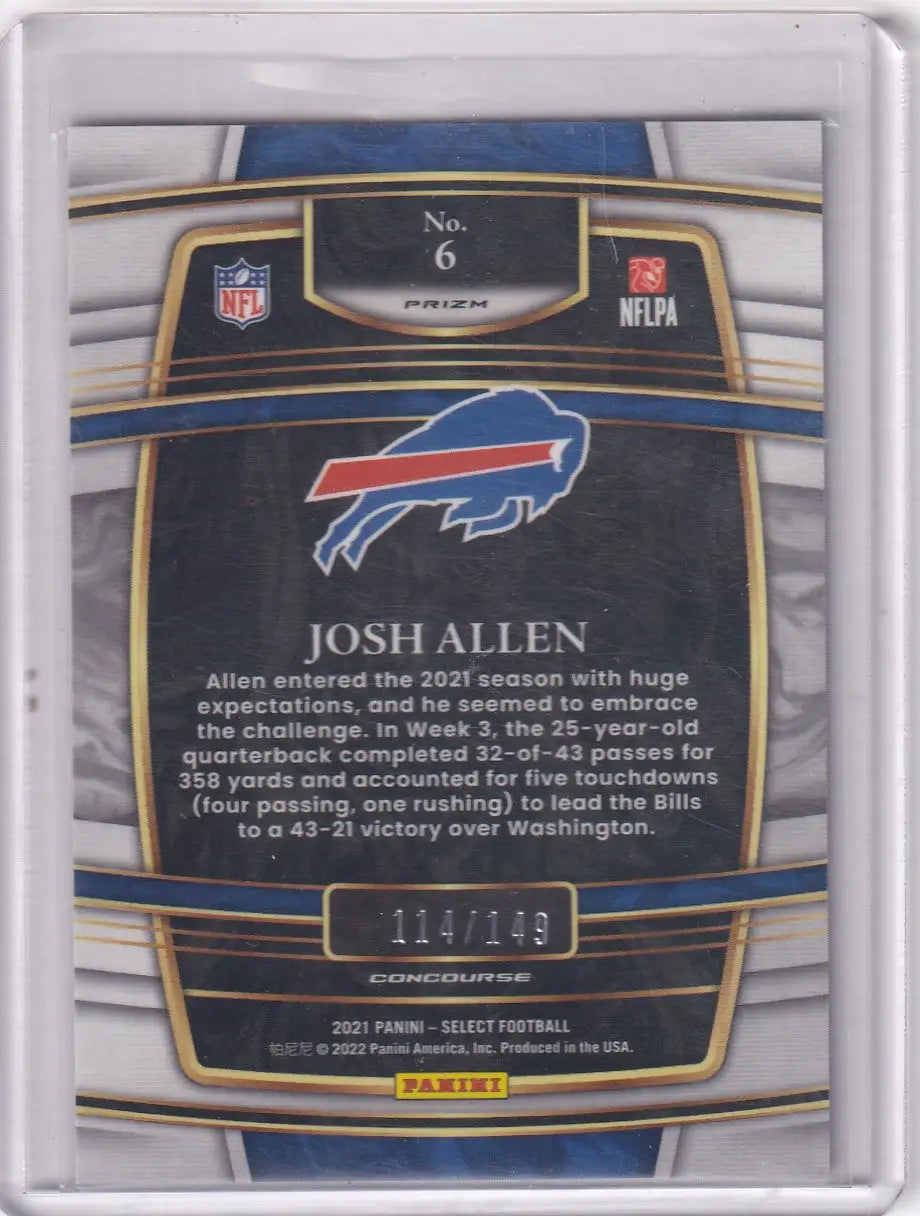 2021 Panini Select Prizm Red 114/149 #6 Josh Allen - Buffalo Bills