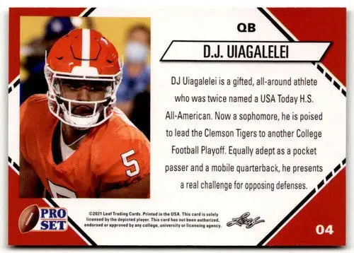 Original gloss D.J. Uiagalelei football card from 2021 Pro Set College Football Blaster