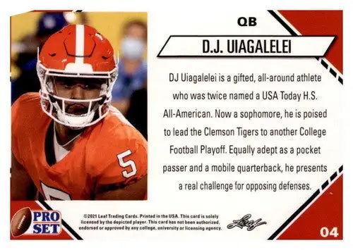 2021 Pro Set College Football Blaster #4 D.J. Uiagalelei NM-MT RC Rookie Amateur