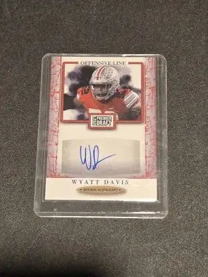 Wyatt Davis autographed football card from 2021 Sage Premier Draft A10 Wyatt Davis