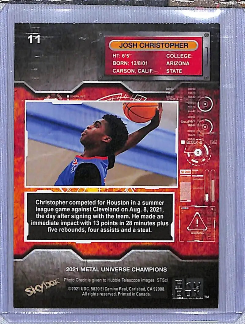 Josh Christopher celebrating on 2021 Skybox Metal Universe Champions Basketball Card
