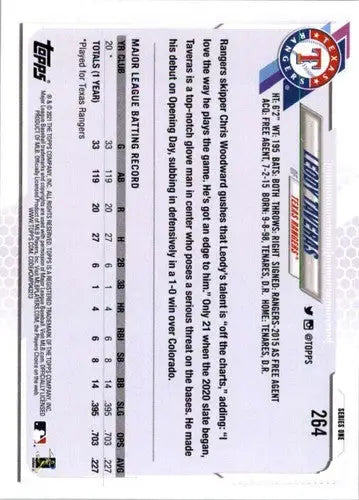 2021 Topps #264 Leody Taveras NM-MT RC Rookie Rangers - Trading Cards