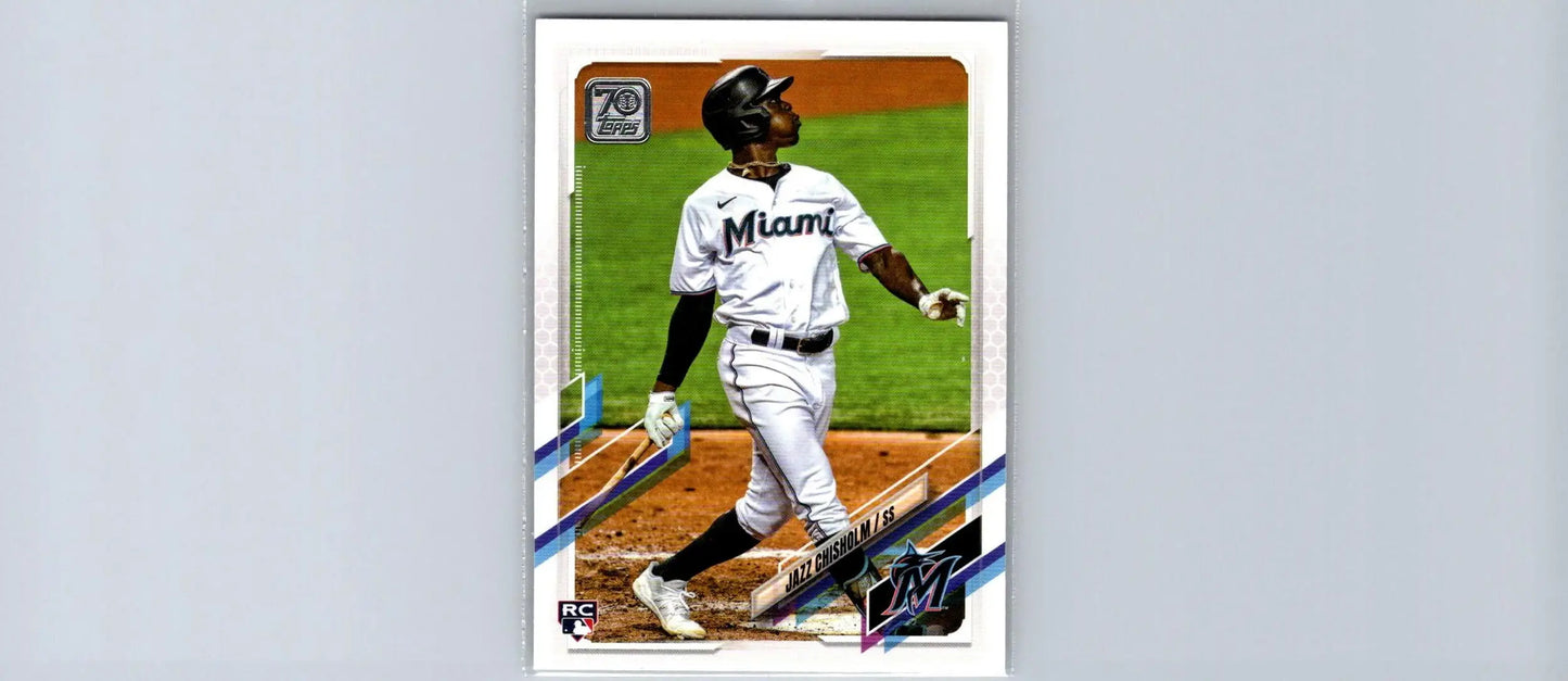 2021 Topps #538a Jazz Chisholm baseball card featuring the rising MLB star