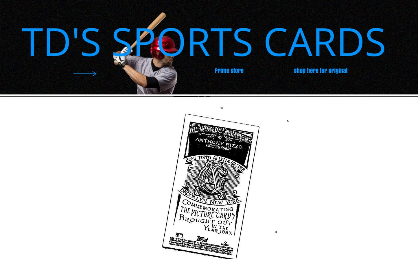 Vintage baseball card featuring Anthony Rizzo mini from 2021 Topps Allen & Ginter