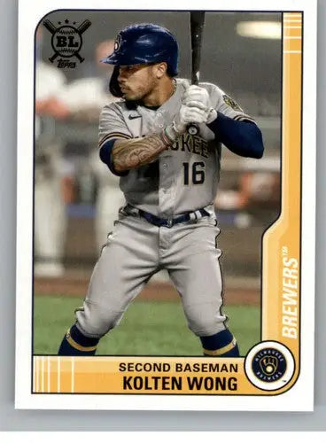 2021 Topps Big League Kolten Wong Brewers baseball card NM-MT collectible
