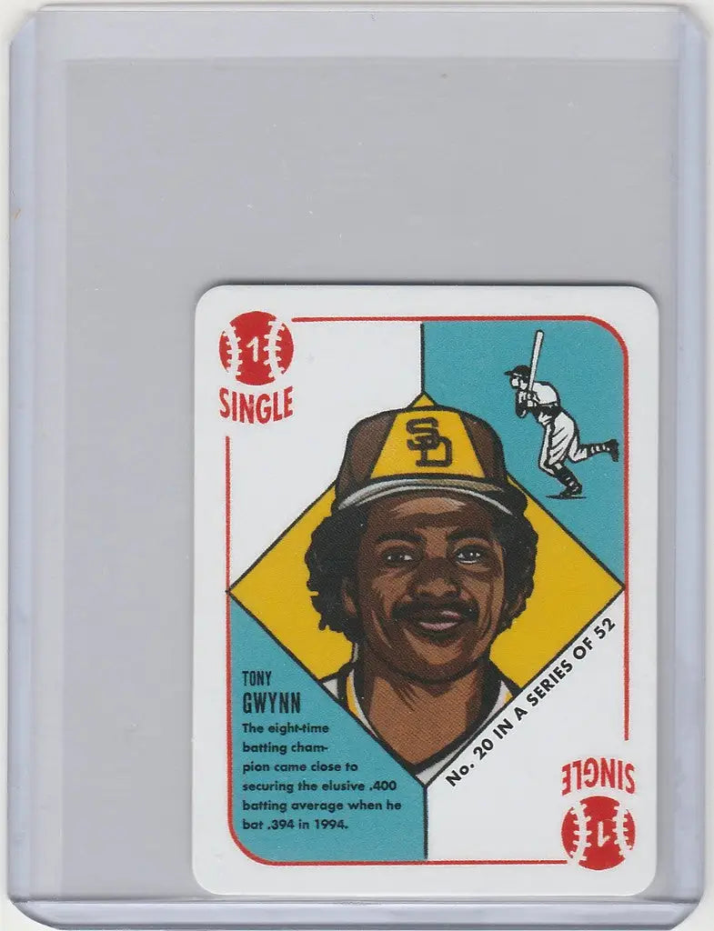 Baseball card of Tony Gwynn San Diego in Topps Blake Jamieson Retro design with cap