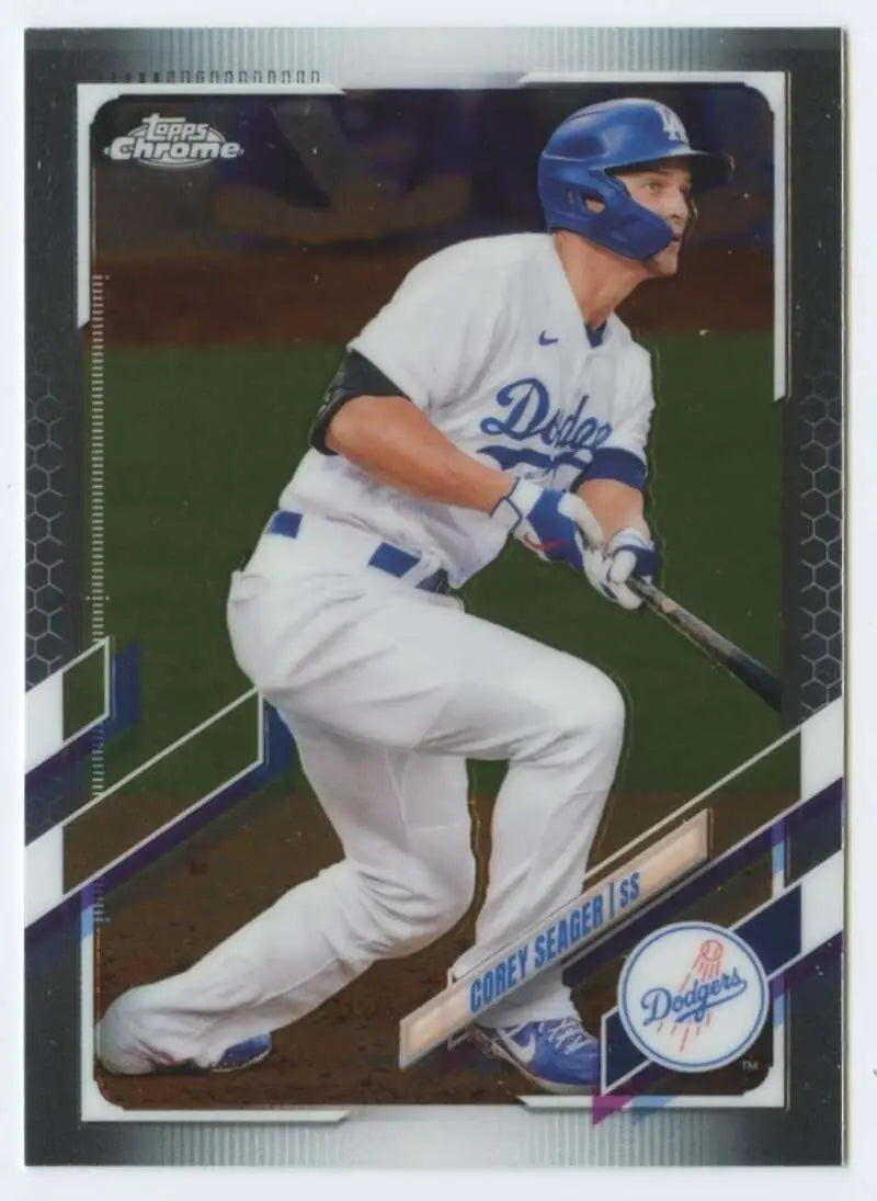 2021 Topps Chrome #117 Corey Seager NM-MT Los Angeles Dodgers Baseball Card Image