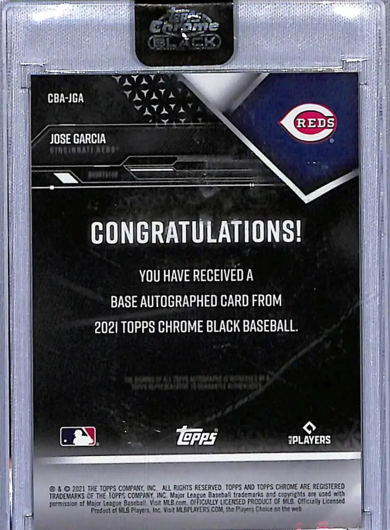 2021 Topps Chrome Black Autographs Jose Garcia Cincinnati Reds baseball card