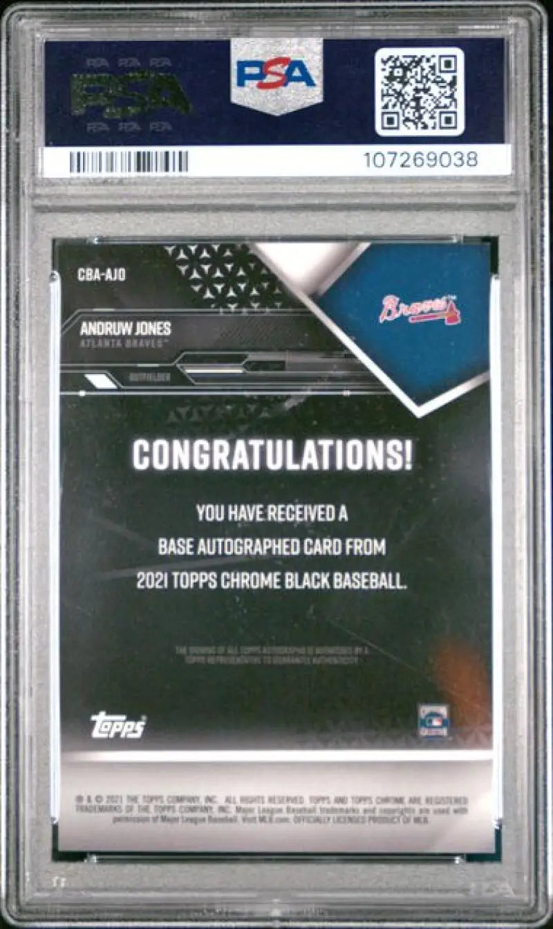 Graded Andruw Jones Atlanta Braves refractor green autographed baseball card