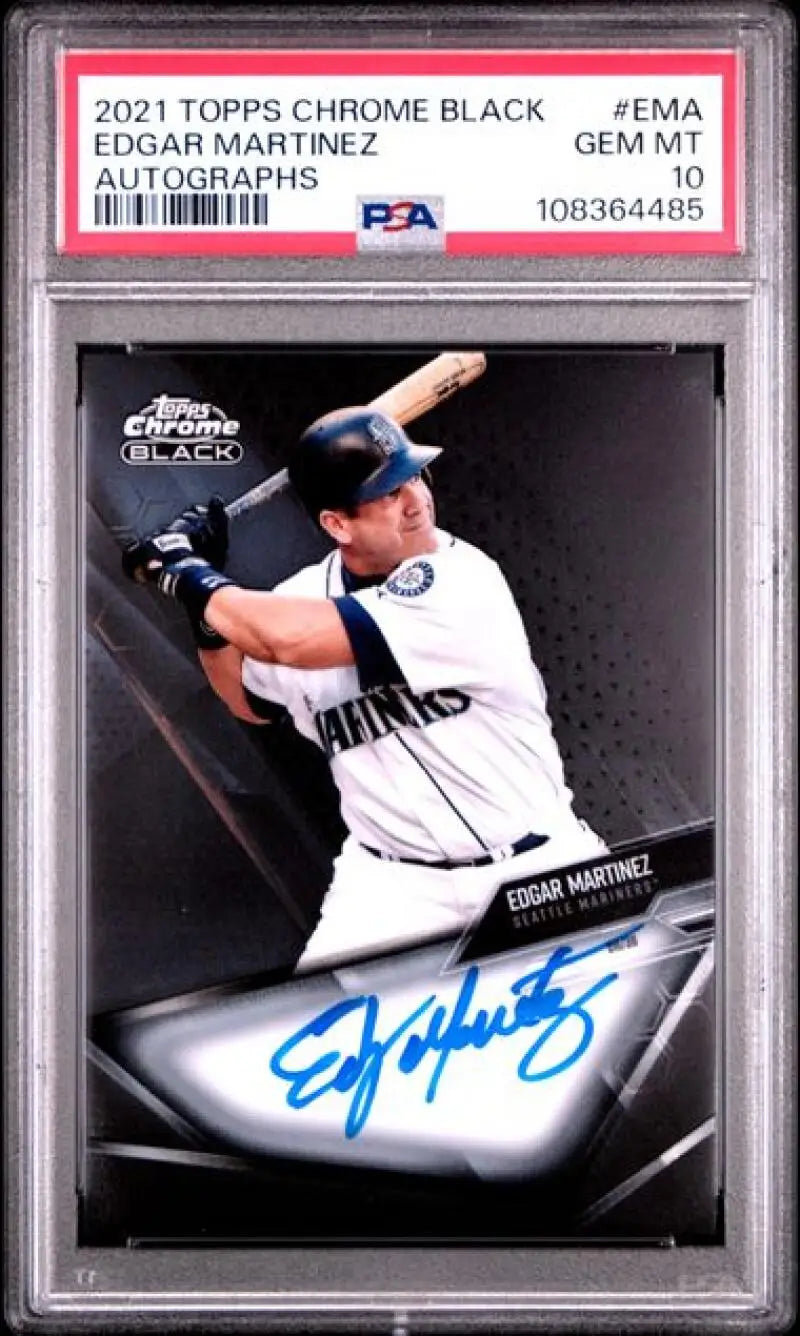 Graded Edgar Martinez autographed Topps Chrome Black baseball card PSA 10 GEM MINT