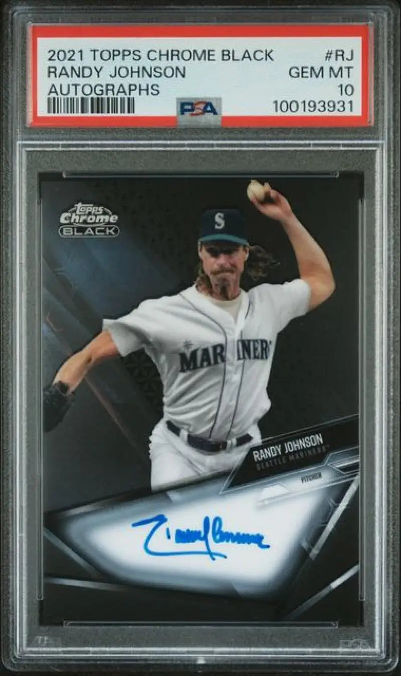 PSA 10 GEM MINT 2021 Topps Chrome Black Randy Johnson Auto Seattle Mariners Card
