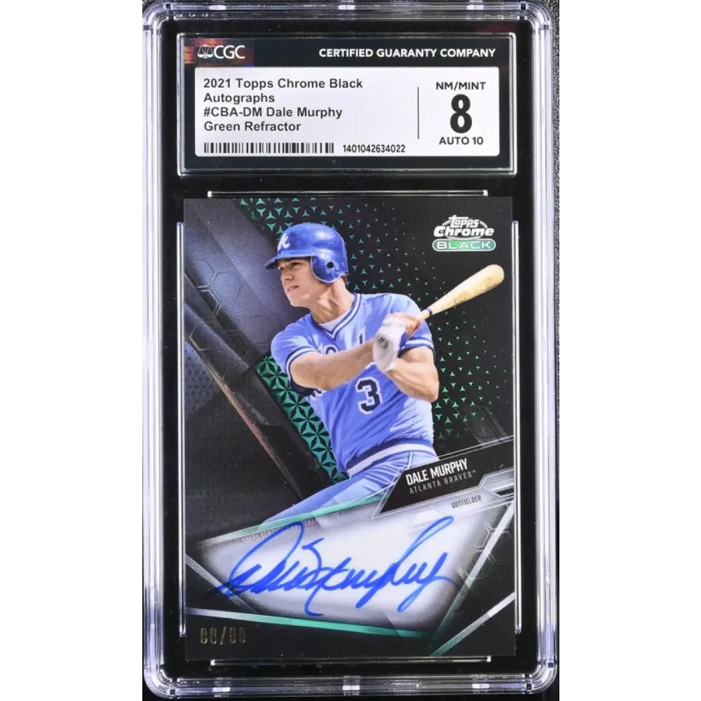 2021 Topps Chrome Black Green #CBADM Dale Murphy CGC 8 Auto 6/99 Atlanta Braves Baseball Card