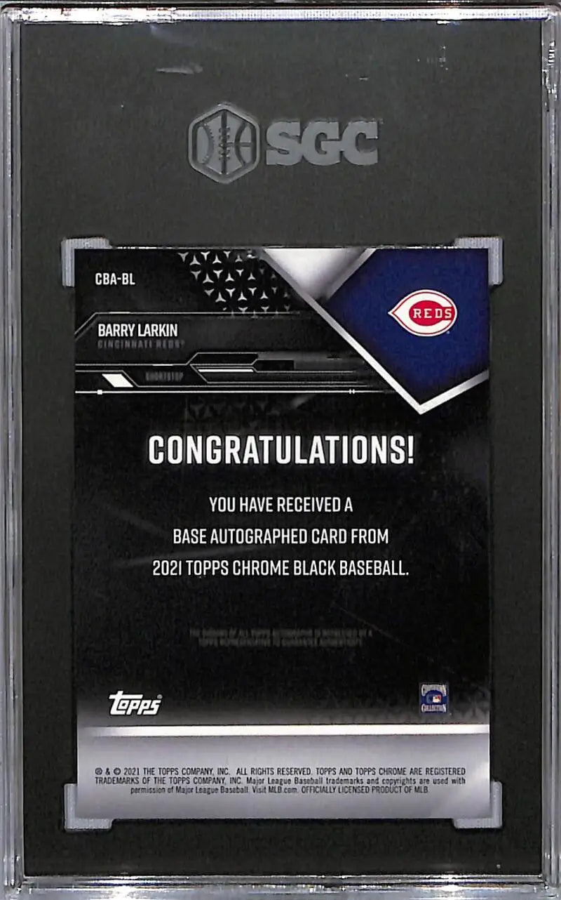 Graded Barry Larkin Topps Chrome Black Refractor Green Baseball Card Cincinnati Reds SGC 9.5