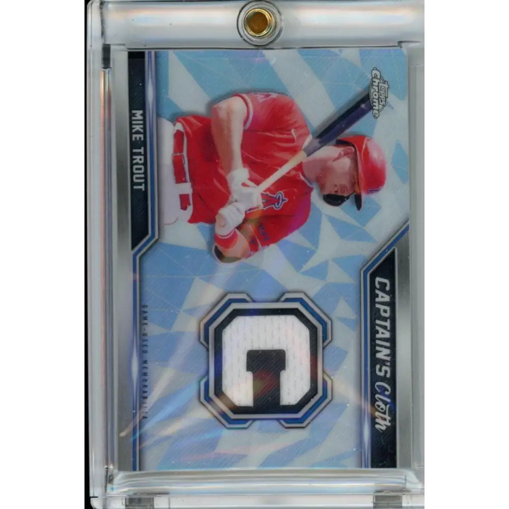 2021 Topps Chrome Captain's Cloth Relics Refractor #CCR-MT Mike Trout NM-MT MEM Los Angeles Angels Baseball Card
