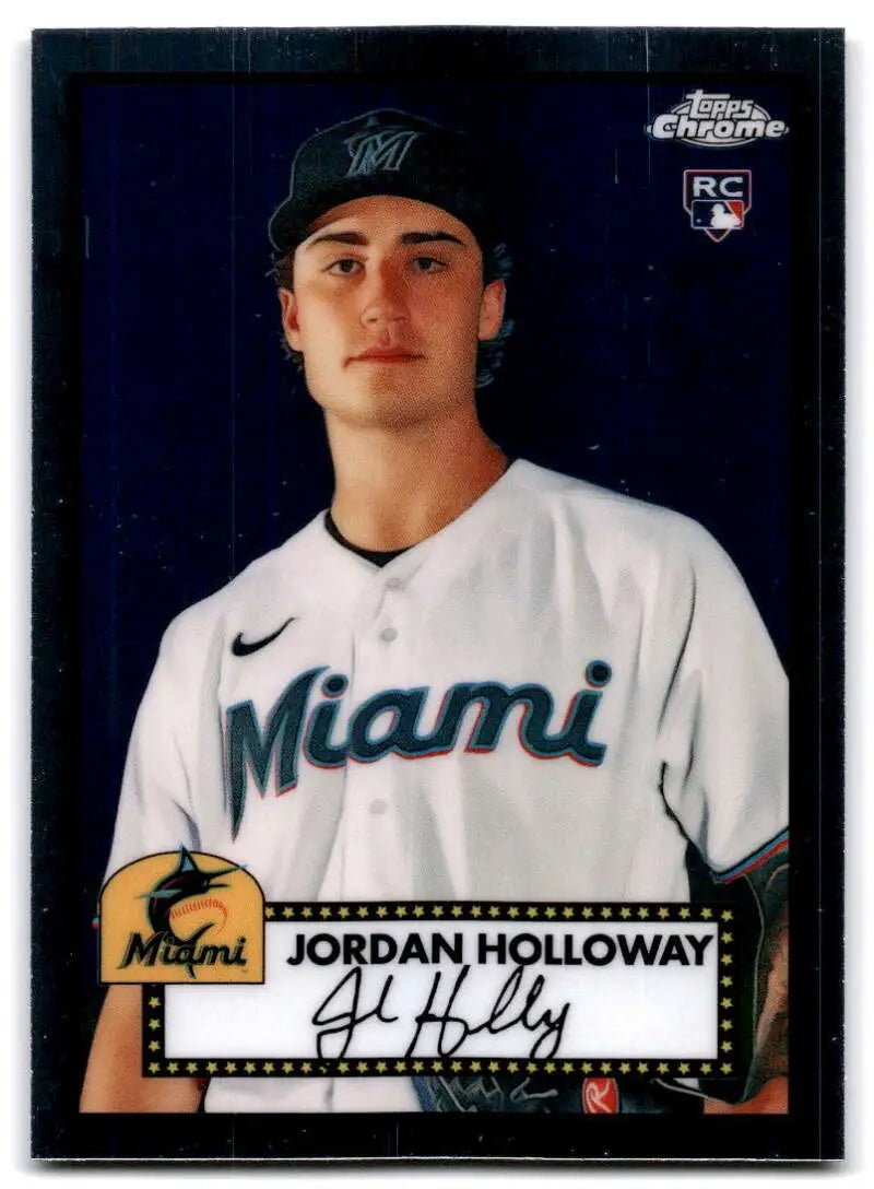 Miami Marlins player Jordan Holloway on 2021 Topps Chrome Platinum Anniversary card