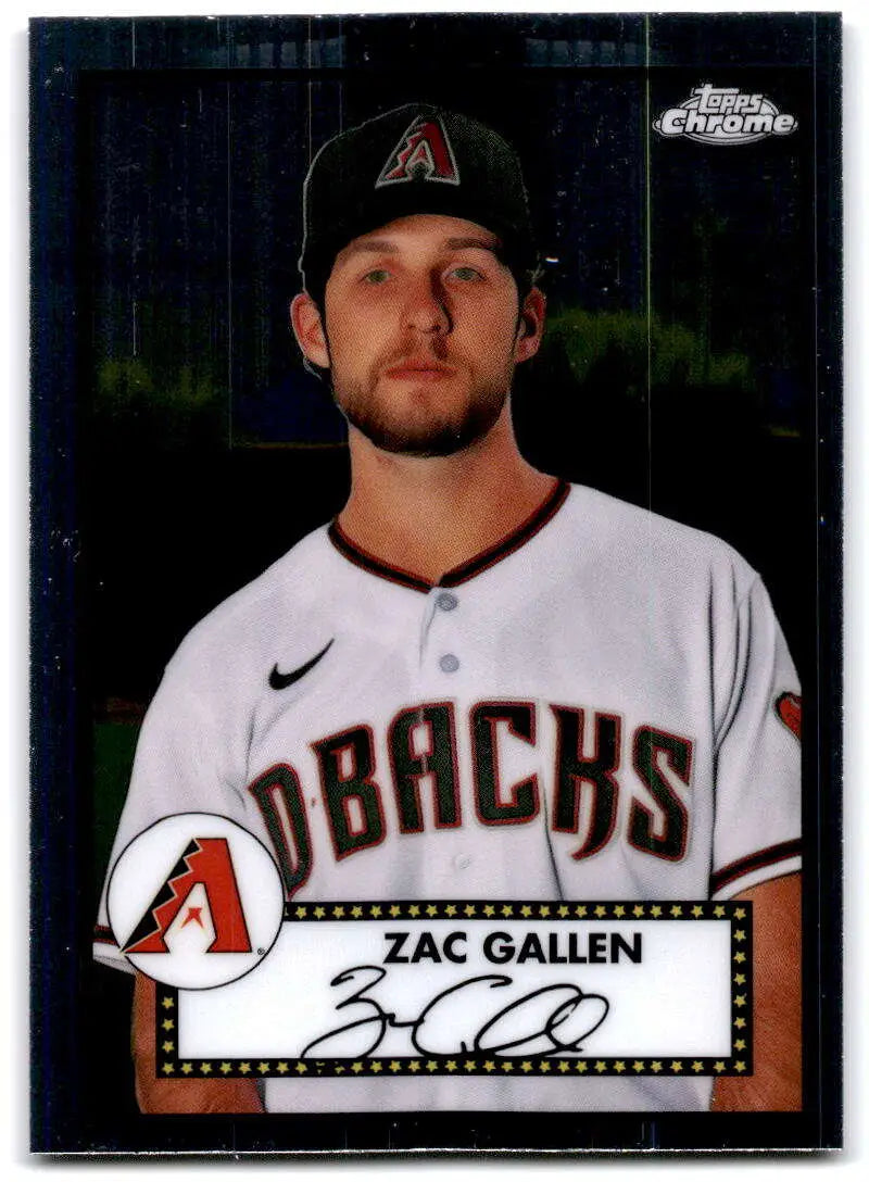 Arizona Diamondbacks Zac Gallen in uniform on 2021 Topps Chrome Platinum card