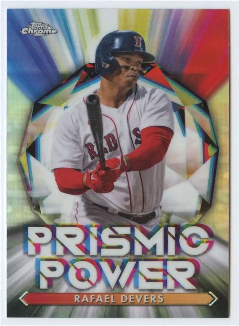 Baseball trading card featuring Rafael Devers of the Boston Red Sox with prismatic design