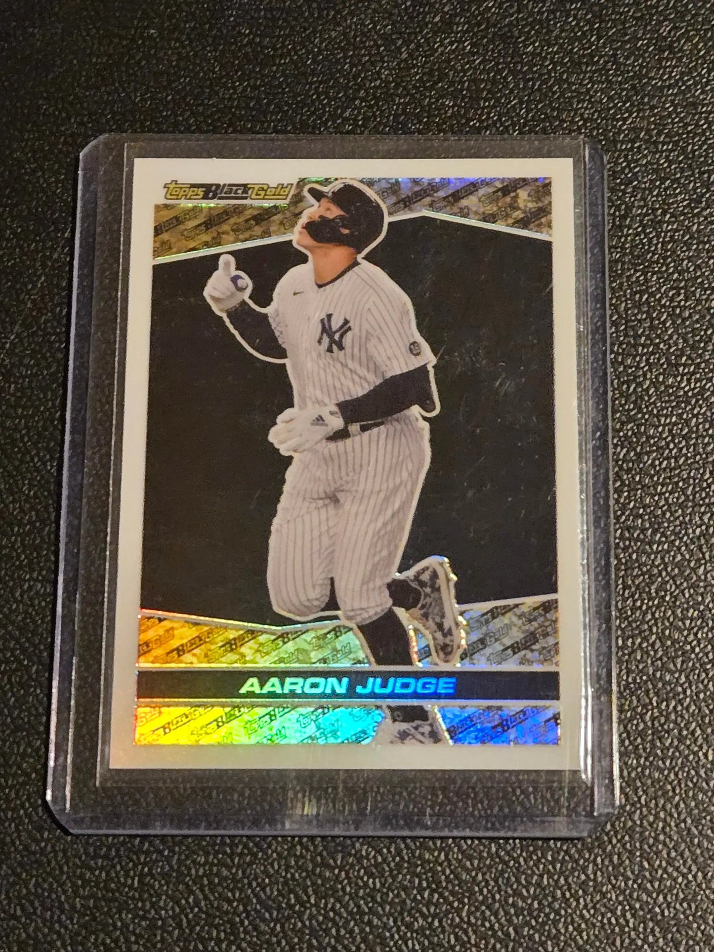 Aaron Judge baseball trading card in plastic sleeve from 2021 Topps Chrome Update
