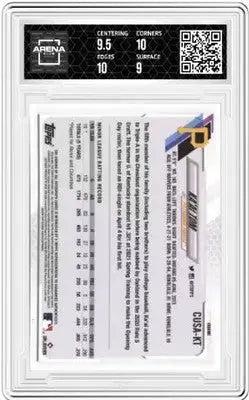 Graded baseball card from 2021 Topps Chrome Update featuring Ka’ai Tom автоподписан