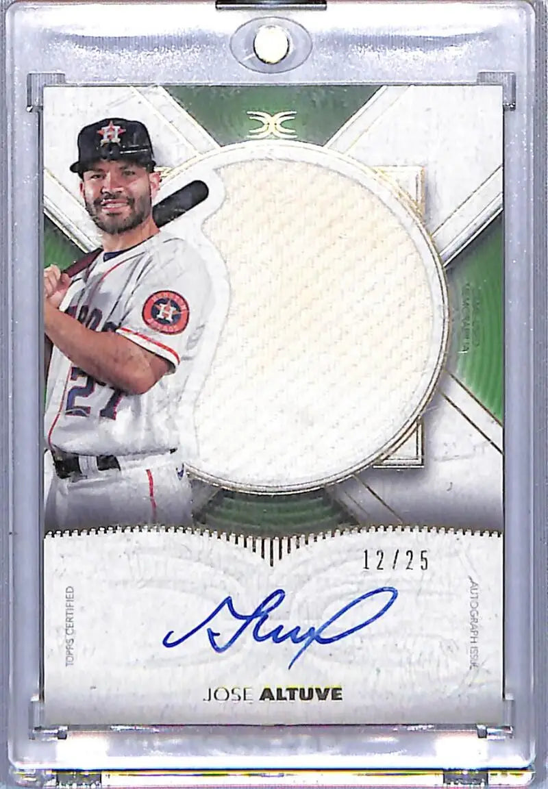 Jose Altuve autographed baseball card from 2021 Topps Definitive Jumbo Relic set