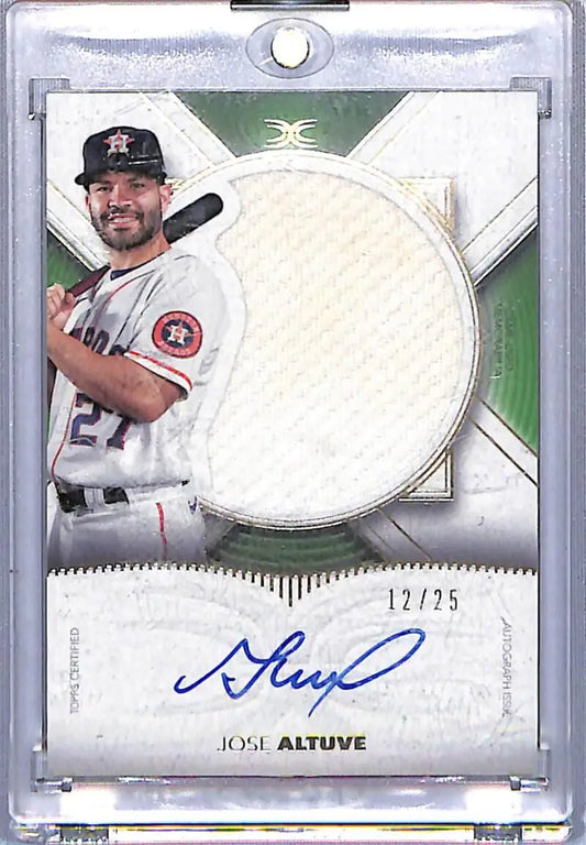 Jose Altuve autographed baseball card from 2021 Topps Definitive Jumbo Relic set