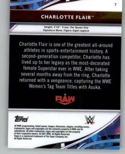 Original gloss 2021 Topps Finest Charlotte Flair collectible trading card NM-MT