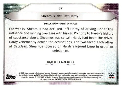 Wrestling trading card from 2021 Topps Foilboard featuring Sheamus with original gloss