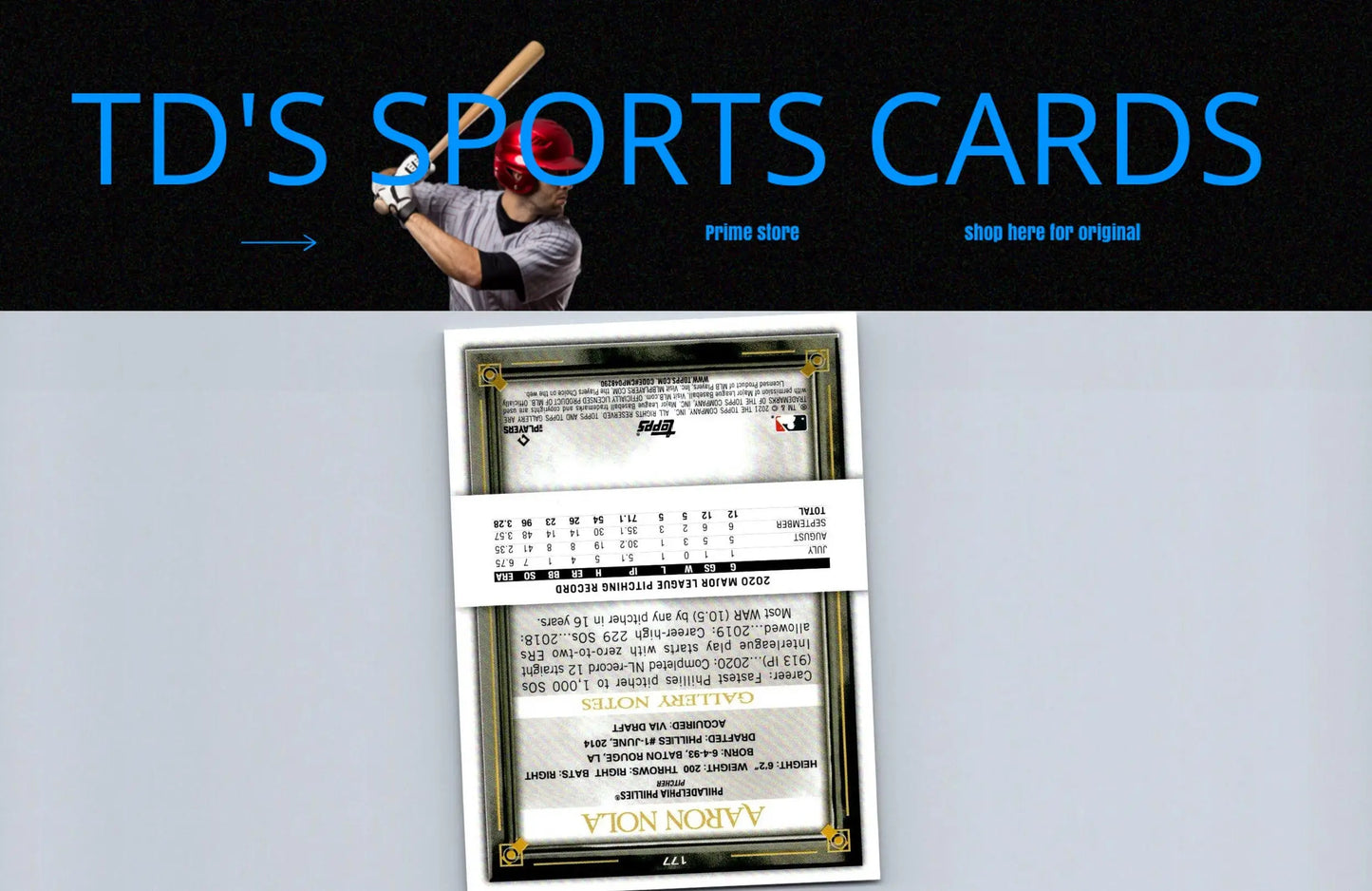 2021 Topps Gallery Aaron Nola baseball card for collectors and sports enthusiasts