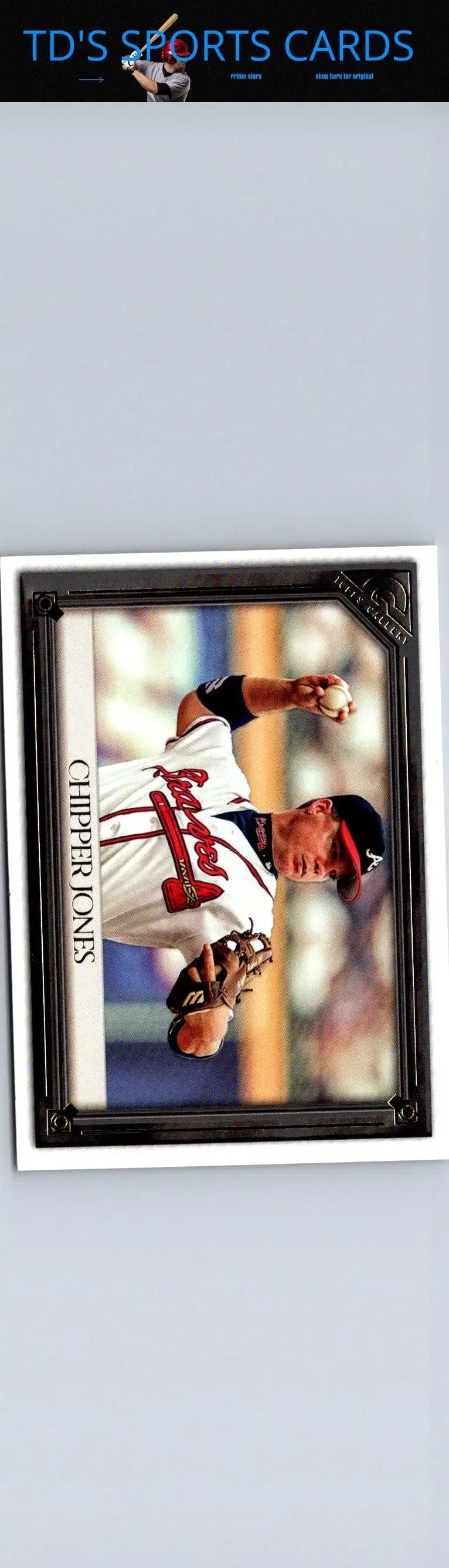 Framed baseball card of 2021 Topps Gallery #67 Chipper Jones Printer Proof
