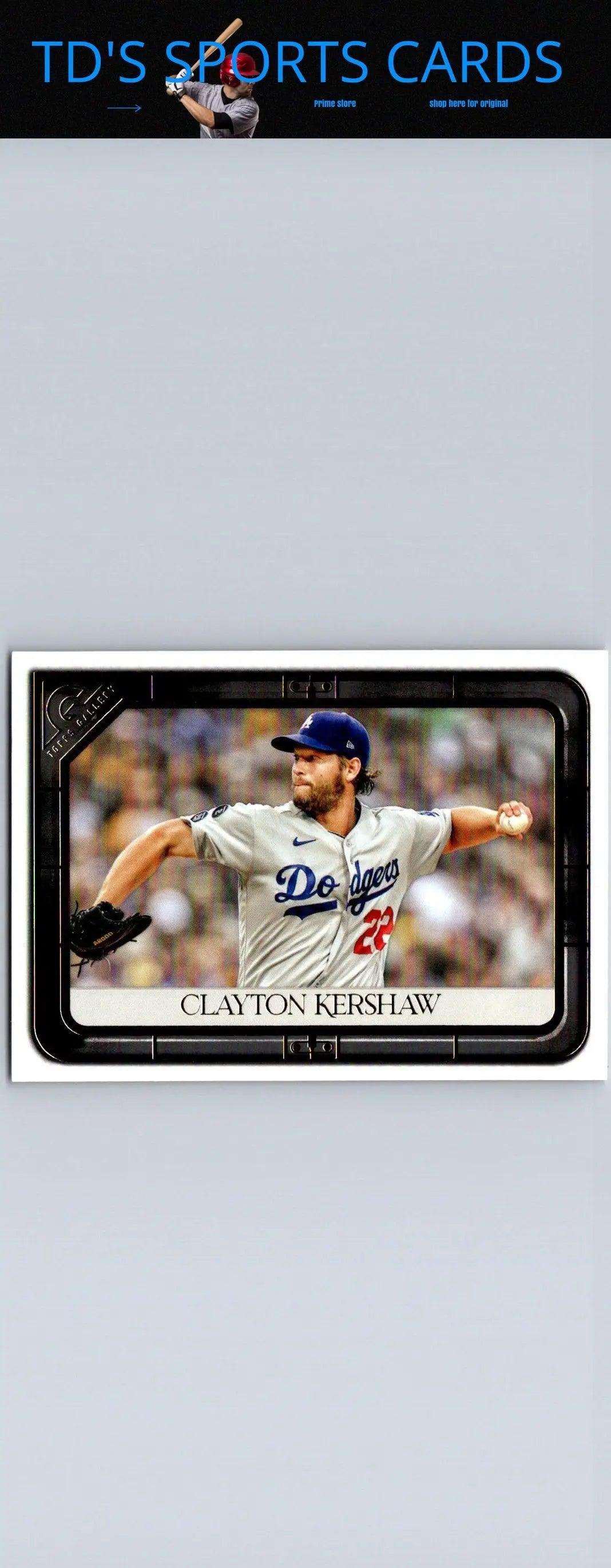 Clayton Kershaw baseball card from 2021 Topps Gallery product design