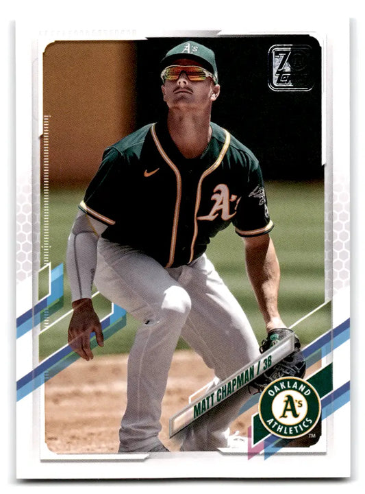 2021 Topps Green Jersey #3 Matt Chapman Athletics baseball card with original gloss