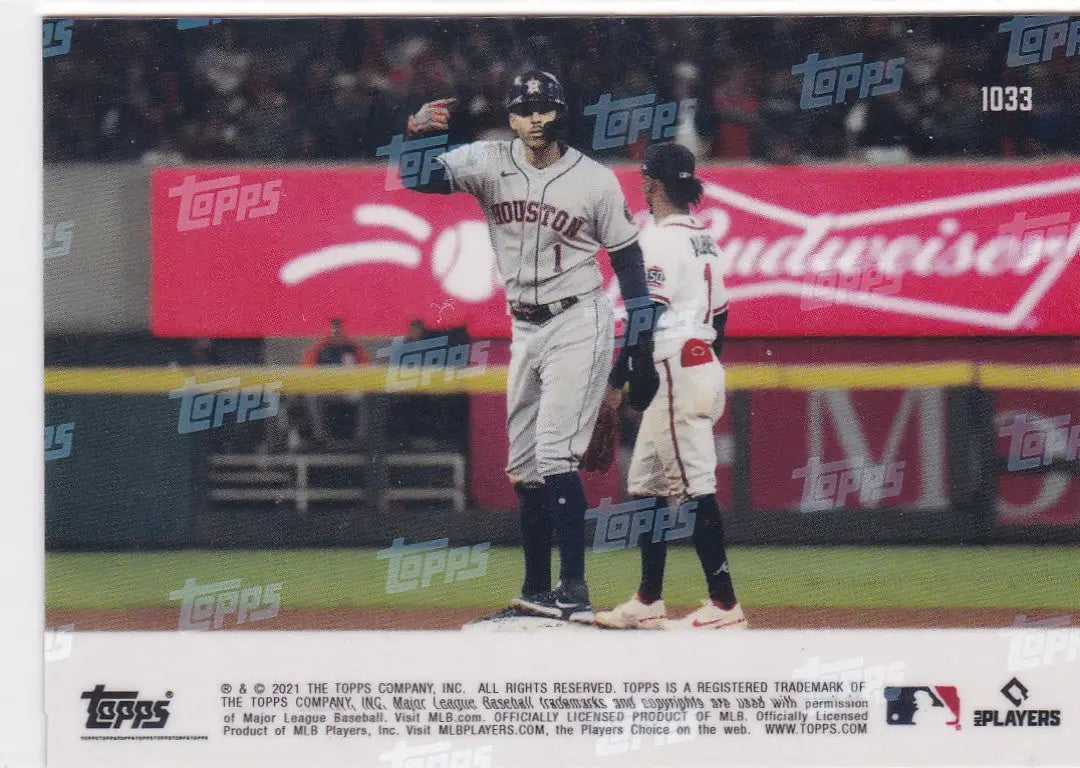 Baseball card featuring two players of Houston Astros including Carlos Correa Houston Astros