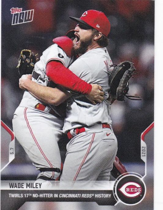 Wade Miley Baseball Card from 2021 Topps Now featuring Cincinnati Reds pitcher