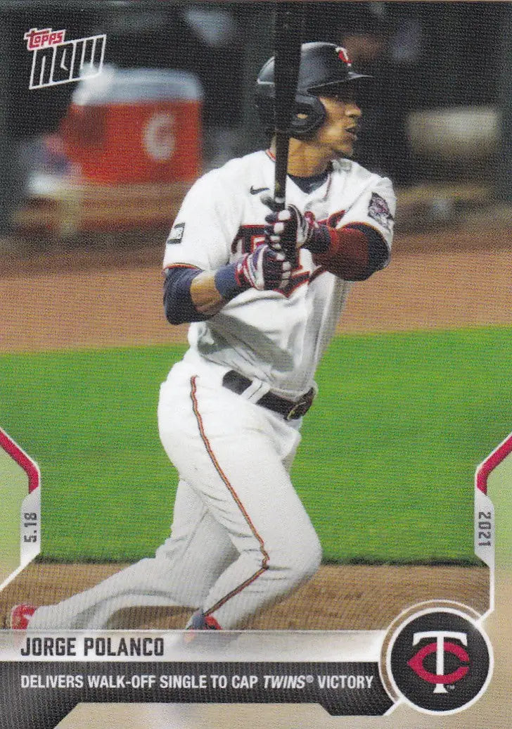 Jorge Polanco baseball card from 2021 TOPPS NOW featuring Minnesota Twins player