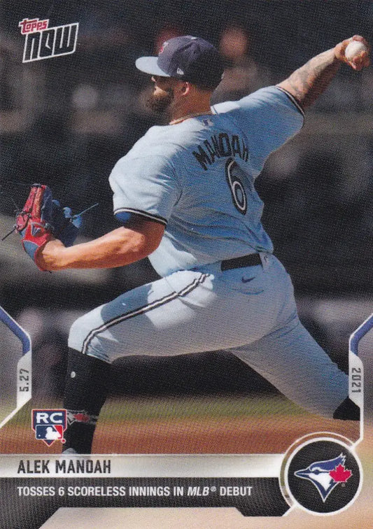 Alek Manoah baseball card from 2021 TOPPS NOW featuring Toronto Blue Jays