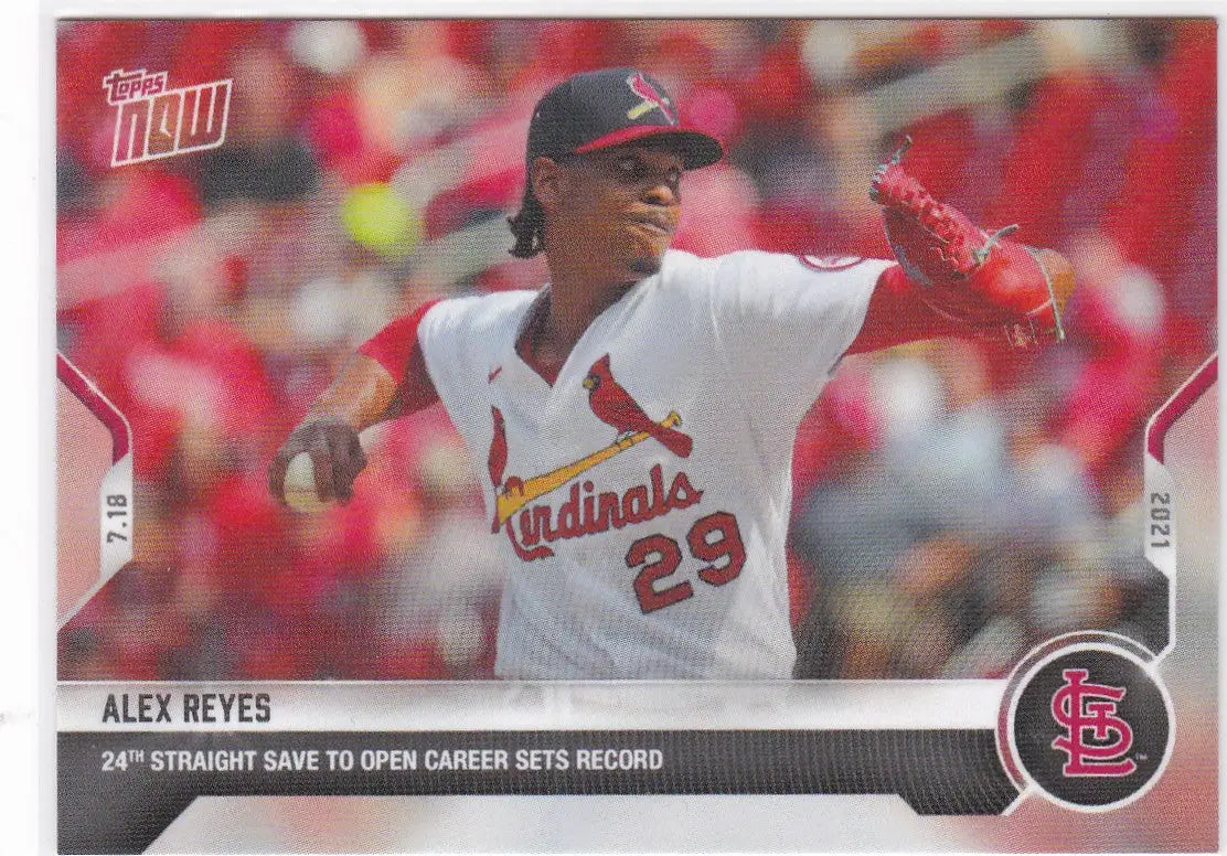Alex Reyes baseball card from 2021 Topps Now #523 for St. Louis Cardinals collectors