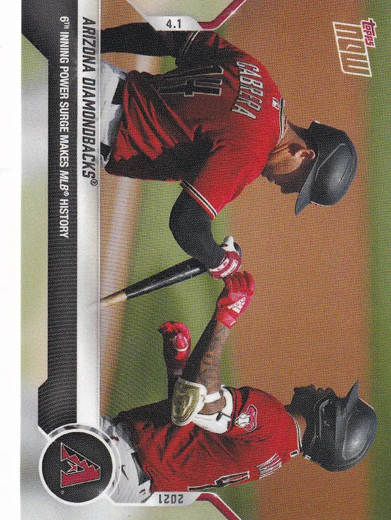 Baseball trading card of Arizona Diamondbacks 6th Inning Power Surge players in red uniforms