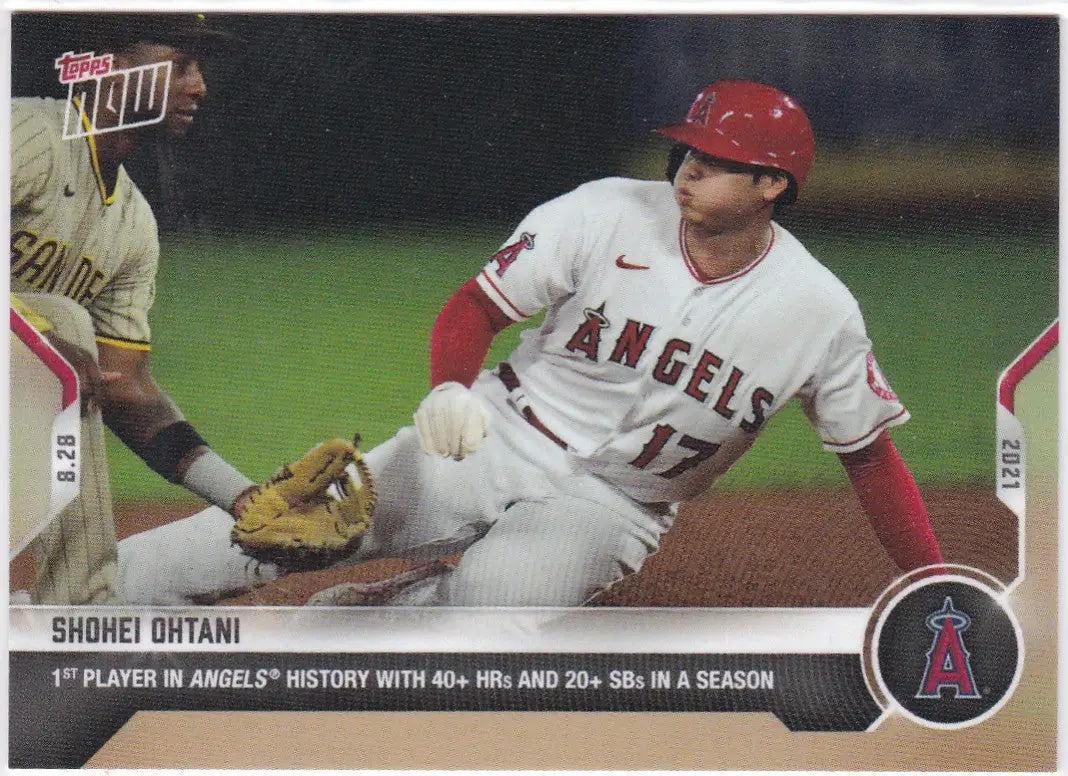 Shohei Ohtani Angels baseball card from 2021 TOPPS NOW #727 featuring Shohei Ohtani- Angels