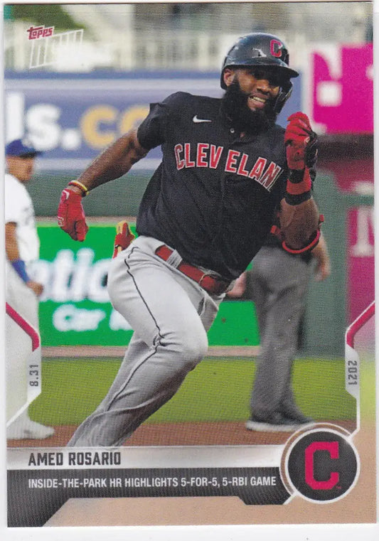 Amed Rosario baseball card from 2021 TOPPS NOW featuring Cleveland Indians player Rosario- Cleveland Indians card