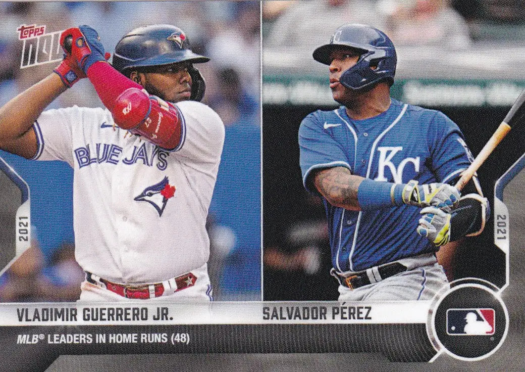 Baseball card featuring Vladimir Guerrero Jr. and Salvador Pérez from 2021 TOPPS NOW