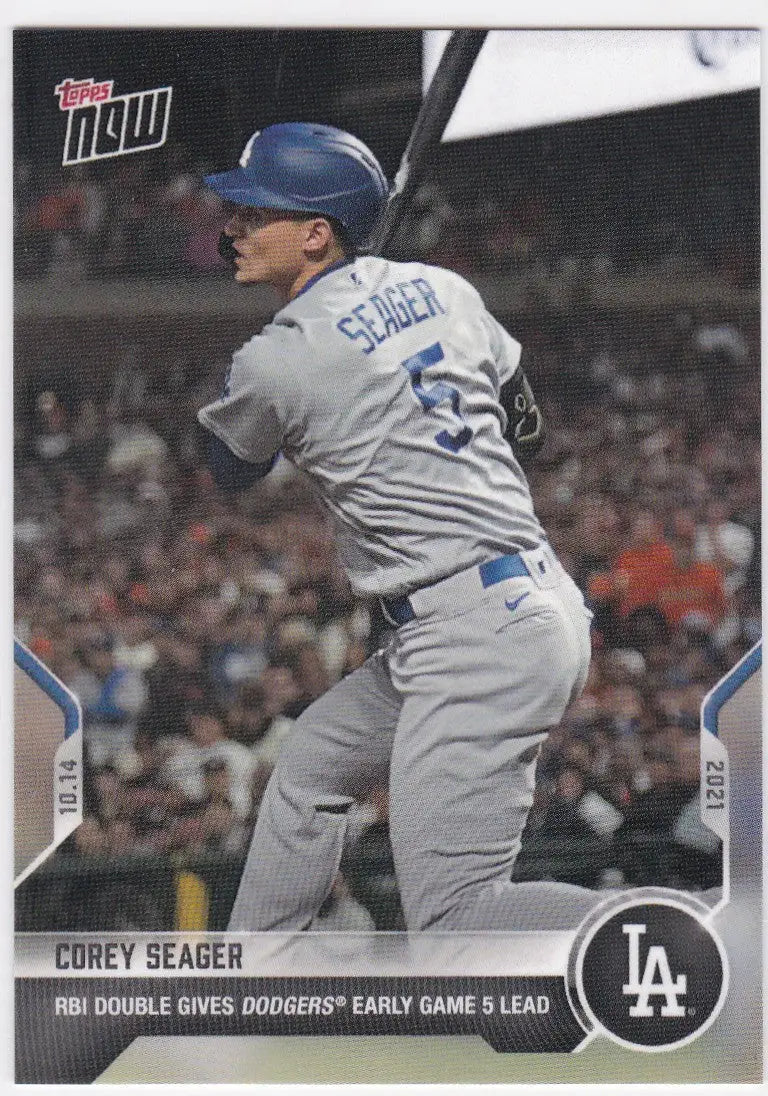 2021 TOPPS NOW Corey Seager Los Angeles Dodgers baseball card featuring Los Angeles Dodgers player