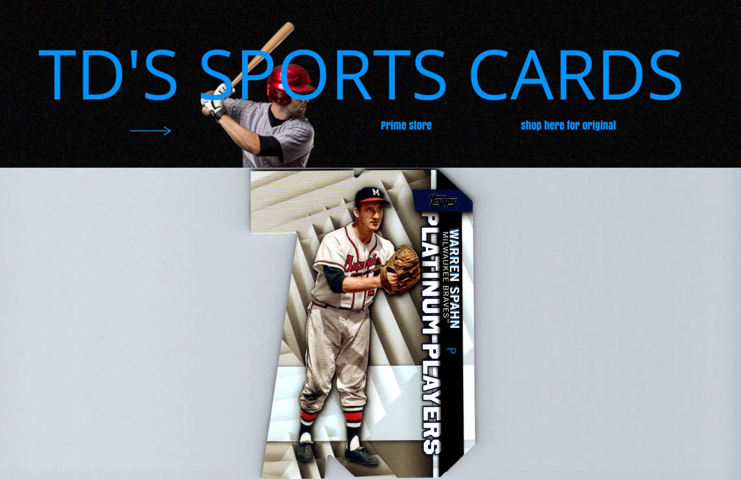 Baseball card of Warren Spahn from 2021 Topps Platinum Players Die Cut series