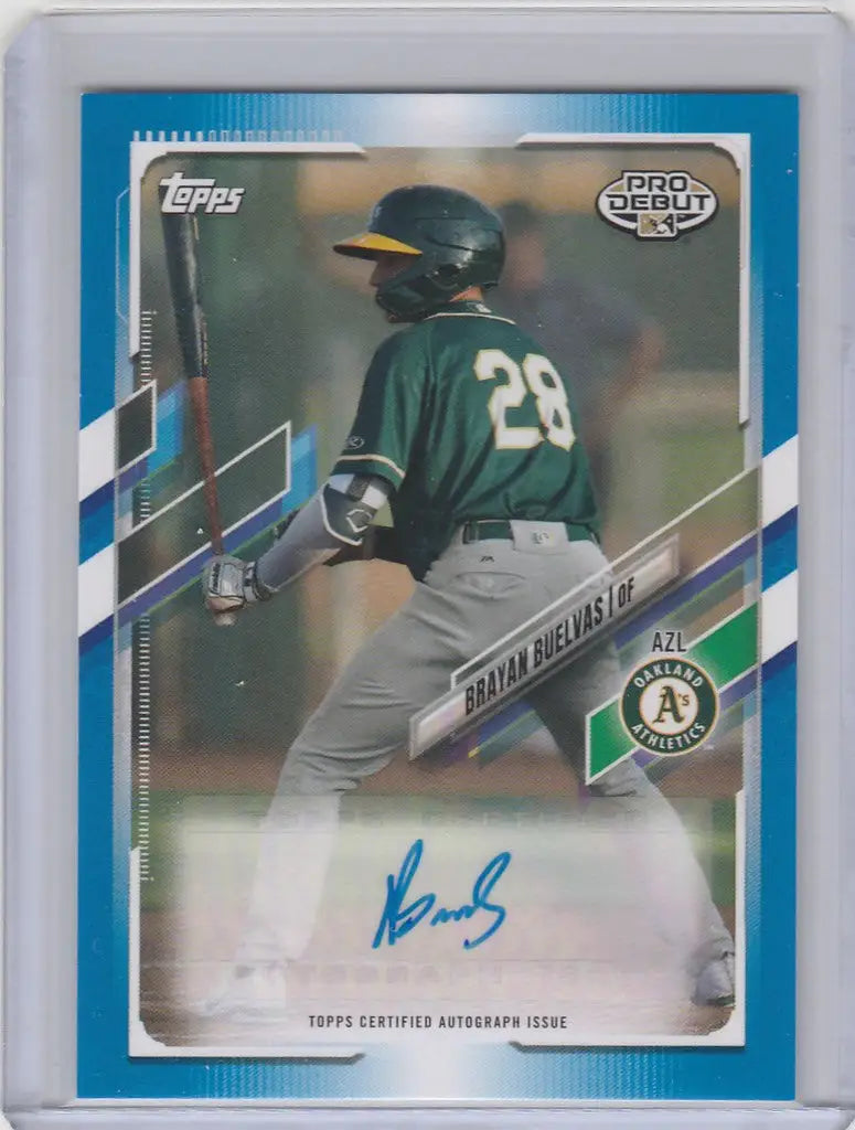 Baseball trading card of Brayan Buelvas, Oakland Athletics, with autograph #PD59